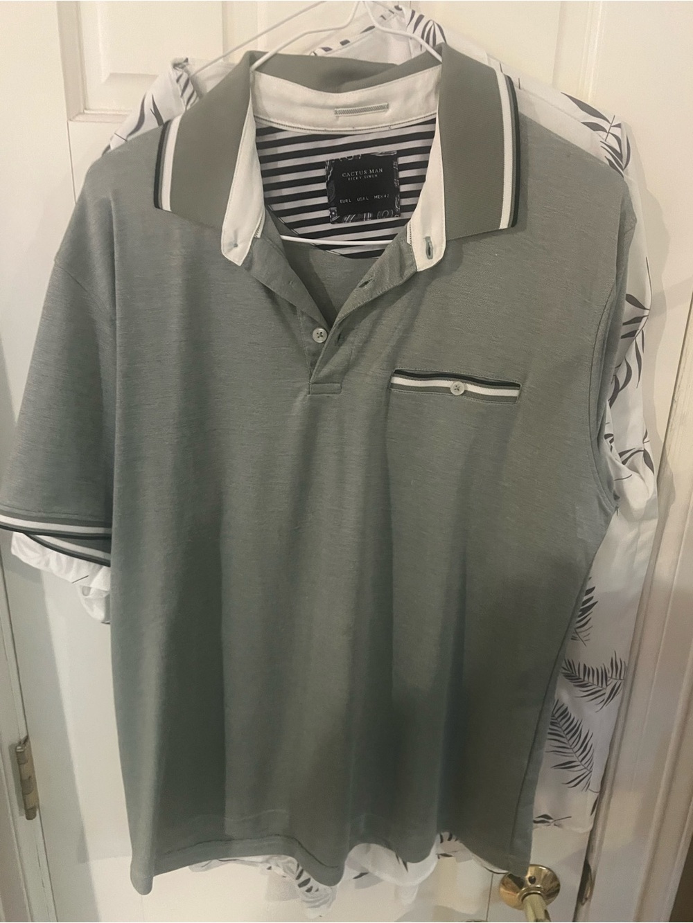 Cactus Sage Green Polo with Contrast Trim
